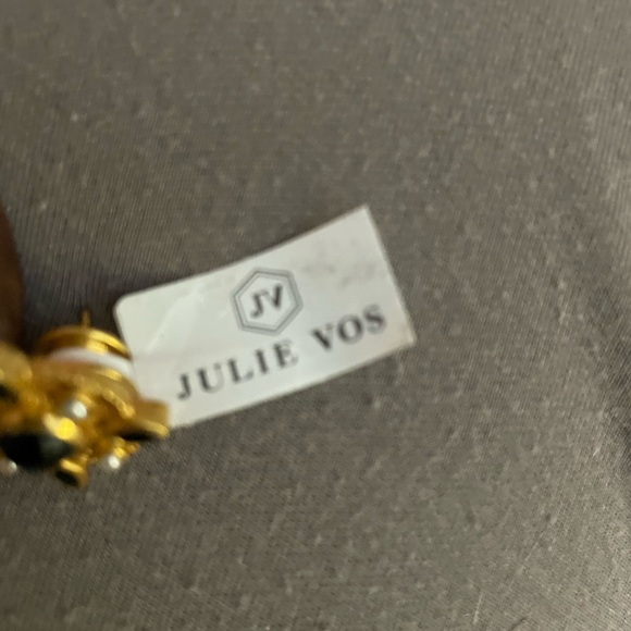 Julie Vos Gold and Black Floral Earrings - Picture 4 of 4